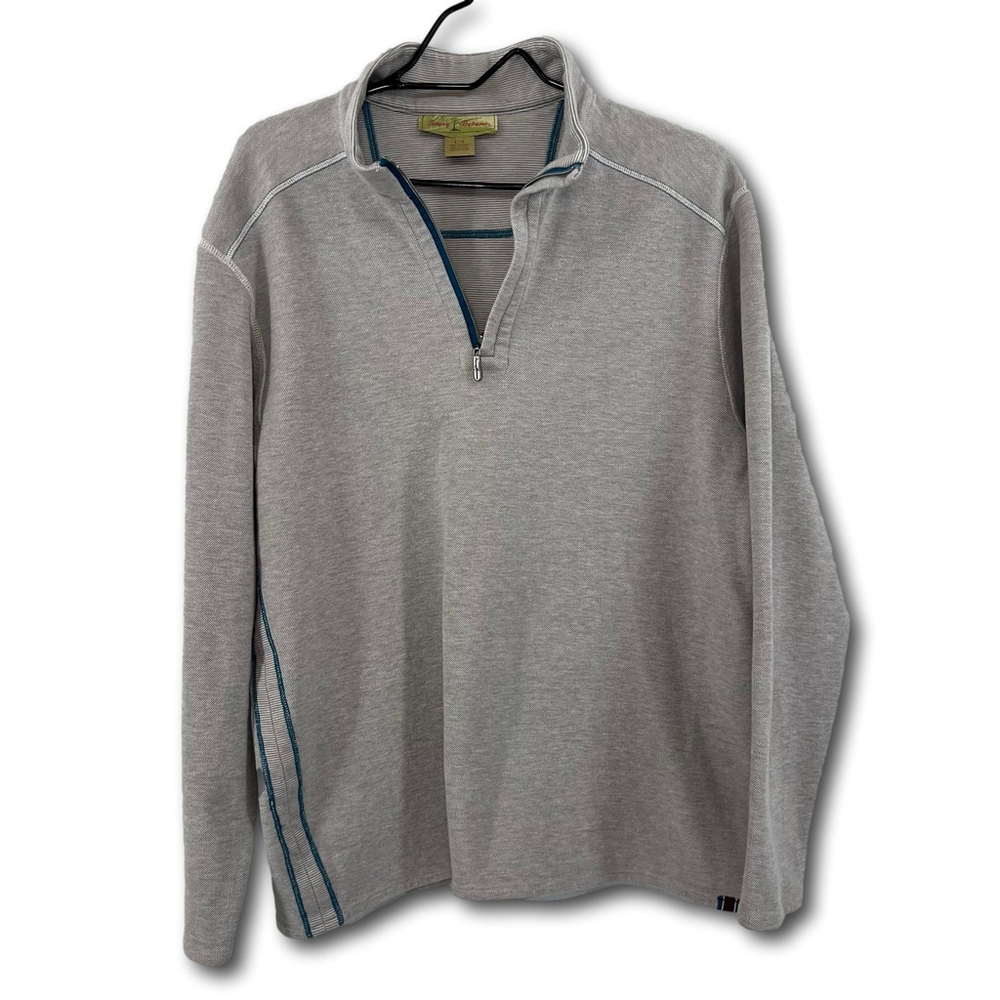 Tommy Bahama Men’s 1/4 Zip Longsleeve Pullover Sweater Shirt Gray Size Large